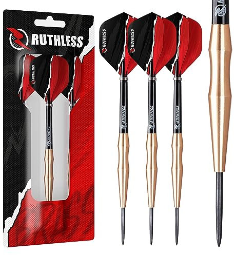 RUTHLESS Eagles Dart-Set mit Stahlspitze, Messing mit glattem Fass-Design, Dart-Flights und Schäfte enthalten (D0454)