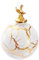 BRUBAKER Premium Weihnachtskugel Hirsch auf Marmor Kugel Weiß Gold - 10 cm Baumkugel aus Glas mit Hirschkopf Figur aus Porzellan - Weihnachtsbaumkugel in Marmor-Optik - Weihnachtsdekoration