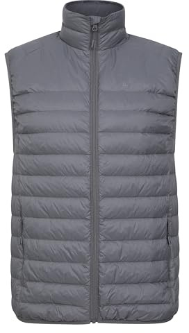 Mountain Warehouse Featherweight II Mens Down Gilet - Downproof lining, Water-resistant, Zipped pockets & Packaway Bag - Best for Autumn, Winter,Outdoors &Travelling Grey S