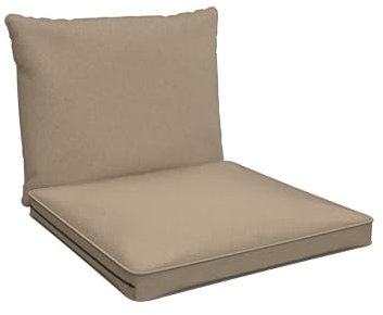 POKAR Loungekissen Stuhlkissen für Stuhl Rattanmöbel Gartenmöbel Kissen, 2er Set (1x Sitzkissen 70x70x5 cm + 1x Rückenlehne 70x40x15 cm), Beige