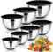 HaWare Rührschüssel 7er Set, Edelstahl Schüssel Salatschüssel mit Luftdichtem Deckel und Silikonboden, Ideal zum Kochen Backen, Spülmaschinenfest, 4,6L /3,5L /2,8L /2,5L /1,5L /1,2L /0,7L - Schwarz