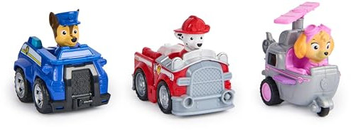 Paw Patrol - Pat Patrouille - 3 Véhicules À Rétro Friction - Chasse Marcus Stella - Voiture Figurine À Collectionner - Pat Patrouille Jouet - Voiture Enfant - Jouet Enfant 3 Ans et +