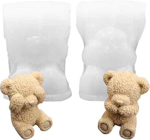 DOwrap 2 Pièces Moule à Ours En Résine 3D - Bac à Glaçons, Moule En Silicone Pour Bricolage Chocolat, Bonbons, Gâteau, Cuisson