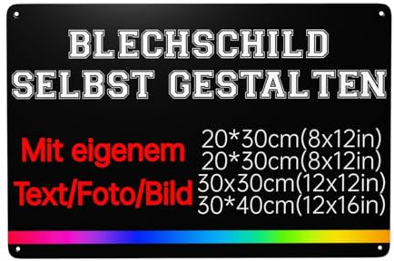 Blech-Schild Selbst Gestalten, Parkplatzschild, Schilder, Wunschtext Schild, Personalisiert Mit Foto Und Text, Logo, Alu-Dibond 6 Größen, Für Garage, Hotel, Parkplatz, Schule, Carport, Firma, 20*30cm