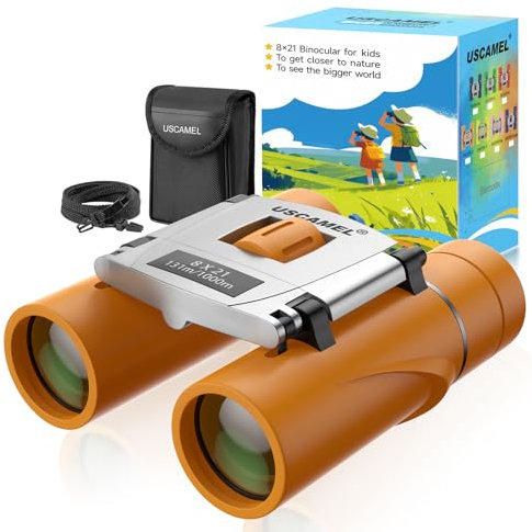 USCAMEL Fernglas für Kinder und Erwachsene, 8×21 Kompakt Fernglas, Wasserdichtes für Vogelbeobachtung und Jagd (Orange)