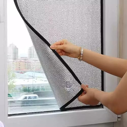 Reflektierende Fensterfolien,8mm Aluminiumfolie Sonnenschutzfolie Innen Außen,Verdunkelung Blickdicht Sichtschutzfolie,Isolierungsfolie Für Sonnenzimmer Auto,Mit Saugnäpfen,W×H-40 * 50cm(16 * 20in)