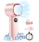 Jumkeet Portable Handheld Fan 100 Speeds, Mini USB Fan Rechargeable Battery 2400 mAh, Desk Fan with LED Display, Electric Sport Fan with Base, Personal Cooling Fans for Home Office Outdoor Travel-Pink