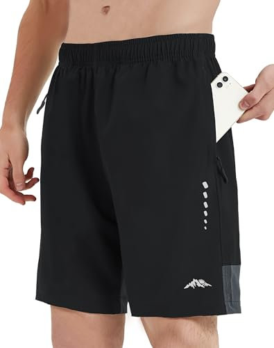 AlpinePulse Kurze Hosen Herren Sporthose mit Reißverschlusstasche Schnelltrocknende Running Shorts Leichte Sport Shorts Robuste Laufhose Kurz