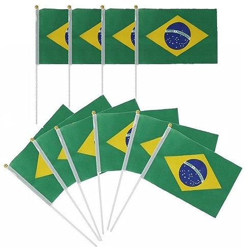 Lpitoy Mini Drapeau Portatif, 10 Pièces, Bâton du Brésil, Mini Fanion National, Bannière, Drapeau des Pays pour Décoration du Festival
