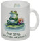Frosch auf Seerose Glas Tasse mit Spruch Kein Stress einfach leben und genießen Frosch auf Seerose Glas Tasse mit Spruch Kein Stress Lustiger Frosch sitzend am See