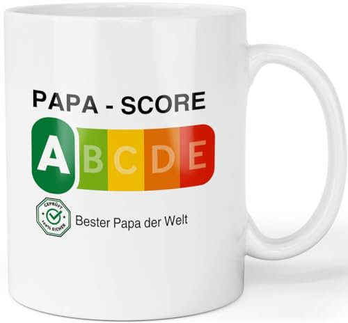 Papa Tasse - Papa Score - Bester Papa der Welt - Vatertagsgeschenk - Papa Geschenk Geburtstag - Vater Geschenk Kaffeetasse, Farbe: Weiß