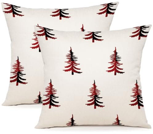 YCOLL Kissenbezug 50x50 2er Set Kissenbezug Weihnachten Kissenbezüge Dekokissen Leinen Kissenhüllen für Deko Weihnachten Sofa Schlafzimmer Couch 50x50 cm
