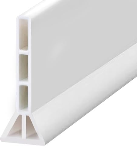 Barre de seuil de douche autocollante - Design surélevé - 10 cm / 9,6 cm de haut - Arrêt de douche pliable - Protection d'eau - Barrage d'eau (blanc, 1,5 m de long, 9,6 cm de haut et 3,3 cm de