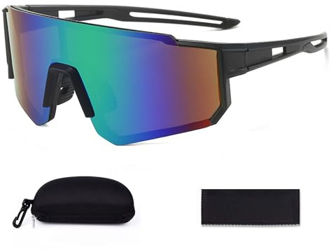 JXCTNNU Sportbrille Sport Sonnenbrille Herren Damen Radsportbrillen Fahrrad Brille Ski Brille mit UV400 Schutz mit Etui und Brillentuch für Outdooraktivitäten