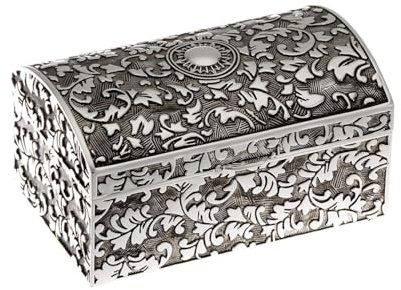 your castle Schmuckdose antik Silber Plated edel versilbert, für geliebte Schmuckstücke wie Ringe, Kettchen, Ohrringe und Armbänder, 5x8x4 cm