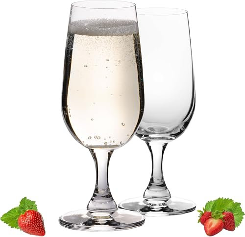 PLATINUX Sektkelche 180ml Serie 'Berlin' Sektgläser aus Crystalline Glas Champagnergläser Set 2-Teilig Spülmaschinenfest