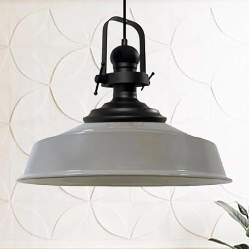 bamyum Asletl Hängelampe Industrial Metall Ø40 cm, Küchenlampe Vintage, Hängelampe Esstisch Vintage E27, Pendelleuchte Grau, Wohnzimmerlampe Hängend, Pendelleuchte Esstisch