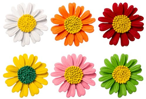 Pilikoll 6 Pièces Fleur Broche Marguerite Broche Femme Marguerite Broche Fleur Émail Daisy Broche de Fleur en Alliage Pin Broche Femme Fleur pour Vêtements, Sacs à Dos, Chapeaux
