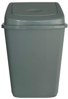 Easy Shopping® 30 Liter Plastic Grey Swing Bin for Home and Kitchen Garden Indoor Outdoor Rubbish Waste disposal Bin