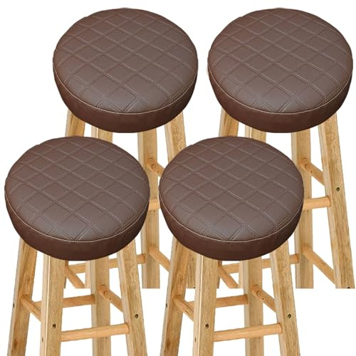 Wasserdicht Barhocker-Bezug Rund mit 5CM Schaumstoff Gepolstert Kissen, 4/2 Stück PU-Leder Hocker Hussen für Barhocker Stuhlhussen Sitzkissen Bürostuhl Hocker Abdeckung Sitzkissenbezug(#2,30*5(4PCS))
