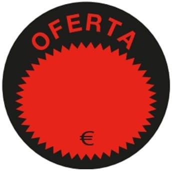 Etiquetas OFERTA adhesivas, Rollo de 500 Etiquetas, 50mm, Rojo y Negro para poner precios(OFERTA)