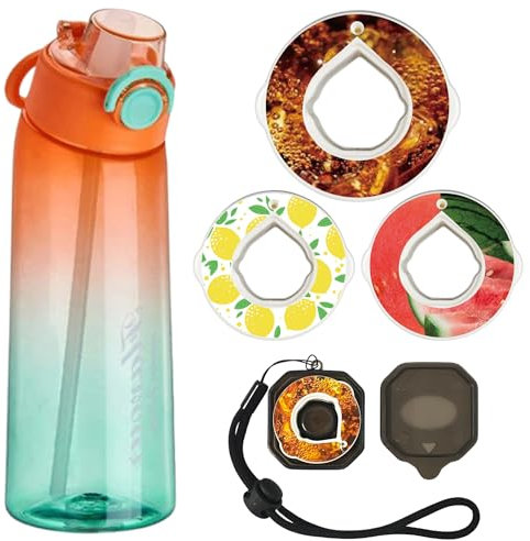 Alpha Fit Bouteille d'eau aromatisée – Compatible Air Up, 900 ml, anti-fuite, sans BPA avec 3 capsules de saveur, incassable et passe au lave-vaisselle (orange vif)