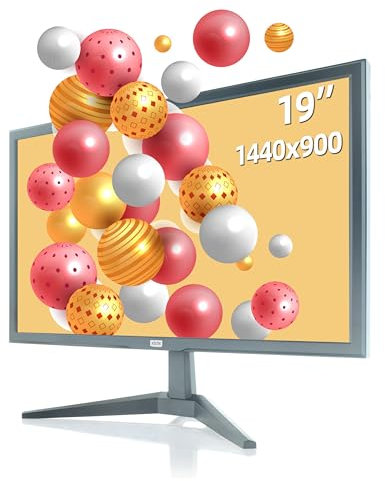 XJCIX 19 Inch 1440x900 60Hz Computer Monitor, Black Screen, VGA Ports, for PC, Laptop, Home Office, Gaming and Work