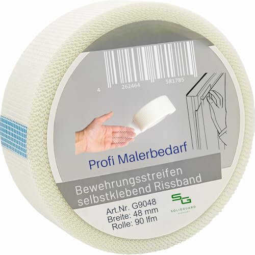 SOLIDGUARD Fugenband - Glasfaser-Gewebeband - Für Reperatur- & Spachtelarbeiten - Einfache Fixierung - Selbstklebend & Reißfest (1, 42m x 48mm)