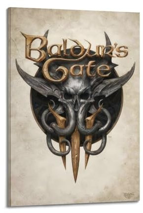 PLZWSUF Baldur's Gate 3 Logo-Poster, dekoratives Gemälde, Leinwand, Wandposter und Kunstdruck, moderne Familienschlafzimmer-Dekoration, Poster, 60 x 90 cm