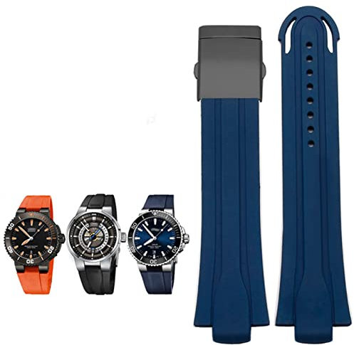 KLVN 24 mm x 12 mm Bandanstoßende, wasserdichtes Gummi-Uhrenarmband für Oris Armband, Silikon-Uhrenarmband, Edelstahl-Faltschließe, 24-12mm, Achat