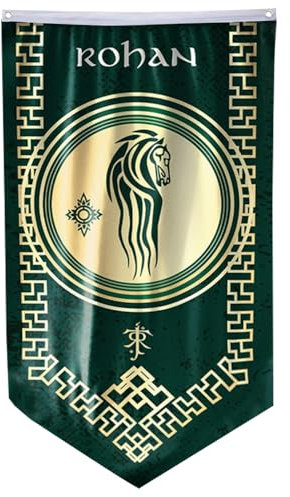 2but Mittelerde Rohan-Flagge, Schwalbenschwanz-Wimpel, Banner, 76,2 x 127 cm, Männerhöhle (II)