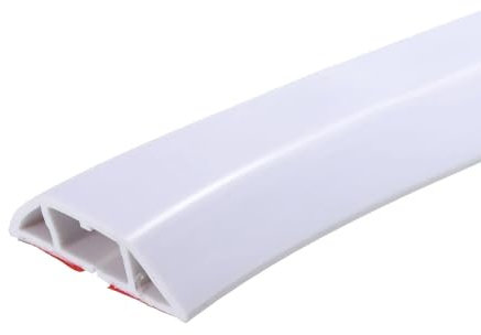 Kabelkanal,Kabelbrücke Bodenkabelabdeckung, Kabelschutz, selbstklebend, Stromkabelschutz, Verlängerung, elektrischer Kabelkanal, Schlitz, Kabelmanagement for Zuhause(6.6ft White)