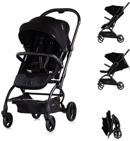 Chipolino Kinderwagen Revolut, Sitz 360 Grad drehbar, verstellbar, EVA-Reifen schwarz