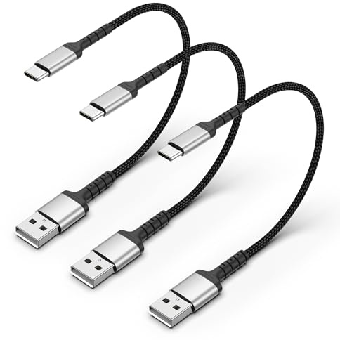 ADILIFT USB to USB C Cable 30cm 3Pack, 60W Type C Fast Charger Cord | 3A Braided USBC Data Cable for iPhone 17/16 Pro Max, Samsung S25/S24, MacBook Pro/Air, Huawei P80, Pixel