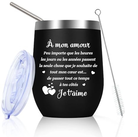 Huaceary Cadeau Saint Valentin pour Homme Mug Isotherme Amour Cadeau pour son Copain Cadeaux Amoureux pour Homme Idée Cadeaux Mari Copains Utile St Valentin Anniversaire Paques Copains Tasse Isotherme