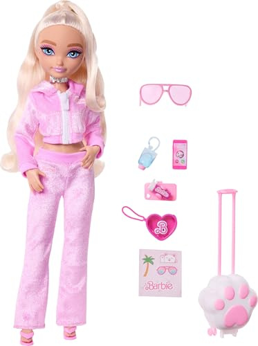 Barbie Dream Besties Malibu poupée Weekend et accessoires | Poupée avec tenues amovibles et 7 accessoires sur le thème du voyage, JMV16