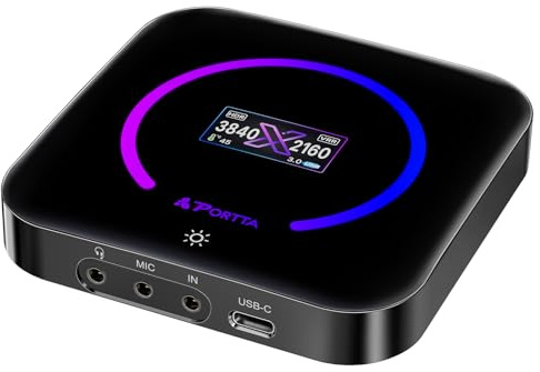 PORTTA DX20R HDMI Video Capture Card, Stream & Record in 4K 60Hz with Ultra-Low Latency, Passthrough for 1080p@240Hz & 2K@120Hz, USB 3.0 to PC, Support HDR, VRR, Compatible with PS5, Xbox, OBS