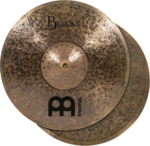 Meinl Cymbals Byzance Dark Hihat Cymbal 14 inch (Video) for Drum Kit (35,56cm) - Pair - B20 Bronze, Dark Finish (B14DAH)
