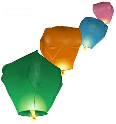 1332 C10 Eco Friendly Pack of 10 Traditional Chinese Thai Flying Glowing Sky Lanterns in MIXED Colour Green Yello Red Pink Purple Blue suits perfectly for New Year Celebration, Christmas Celebration, Wedding, Bonfire Night, Halloween, Diwali Celebration, Party Celebration, New Years Eve Celebration, Chinese New Year Celebration Party Gadgets - Top Quality >>>