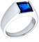Traditioneller Unisex Personalisierter 3CT Simulierter Blauer Saphir AAA CZ Quadratischer Prinzessschliff Solitär Herren Verlobungsring Kleiner Finger Ring Versilbert Für Männer Anpassbar