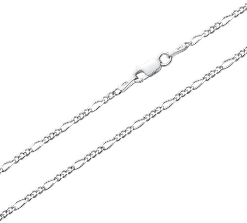 925 Silberkette: Figarokette Silber 2mm breit - Länge wählbar - Kette inkl. Etui FK0020