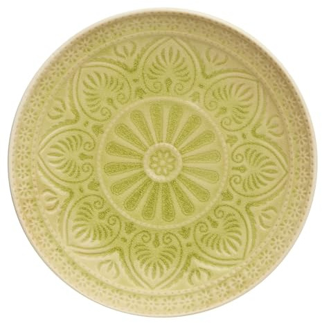 BUTLERS Teller Ø21cm gemustertes Geschirr Türkis aus Steinzeug -SUMATRA- Mikrowelle und Spülmaschinegeeignet, kleine Teller für Kuchen, Desserts, Frühstück