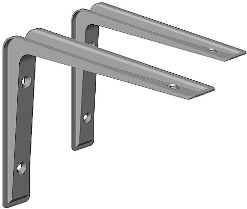 Element System 18133-00136 Wandkonsole Alido – leichte funktionelle Metall-Konsole für diverse Anwendungen, ideal für Wandregale, Weißaluminium, 120 x 170 mm, 2 Stück