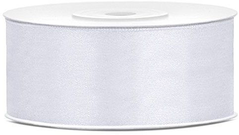 Partydeko 25m x 25mm Satinband Geschenkband Schleifenband Dekoband Satin Band (Weiß)