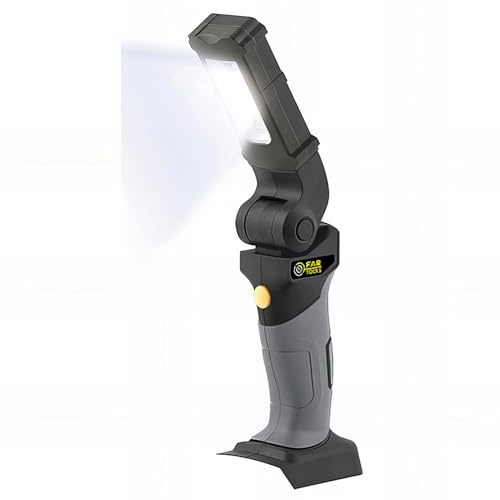 Fartools XF-LIGHT Lumière de travail sans fil 18V 3W/100Lm, tête 180° et inclinable 7 positions, crochet d'attache. Vendue sans batterie
