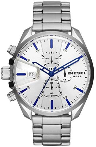 Diesel Herrenuhr Ms9 Chrono, QuarzChronographenwerk, 54 mm silbernes Edelstahlgehäuse mit Edelstahlarmband, DZ4473