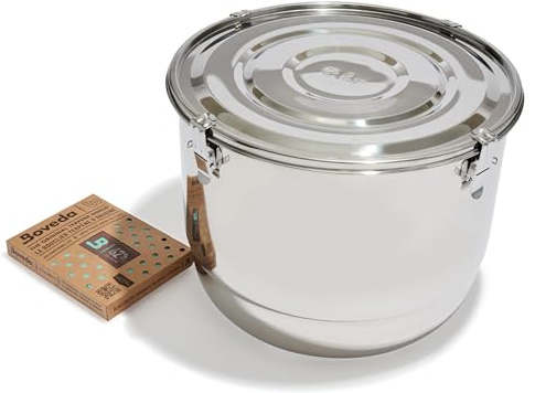 CVAULT | 21-Liter-Behälter | geruchsdicht, luftdicht und lichtbeständig | Edelstahl in Lebensmittelqualität | Inklusive 62% RH Boveda