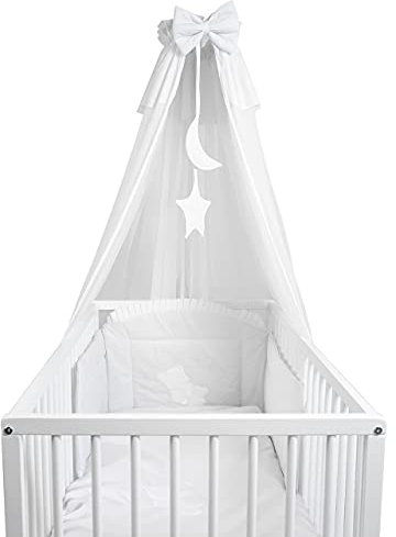 Aluxshop - Zanzariera per lettino con baldacchino, 480 cm x 170 cm, Romantico, Bianco