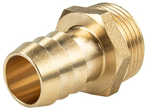tecuro Raccord de tuyau hexagonal en laiton - Diamètre : 15 mm x 1/2 AG - Filetage extérieur DIN ISO 228-1 cylindrique
