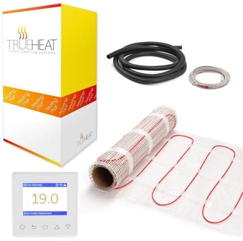 TrueHeat Electric Underfloor Heating Mat Kit 200W/m2-2.5m2 with White WiFi Thermostat